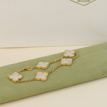 [Windsor Jewelry]CLOVER  5 MOTIF WHITE MOP BRACELET