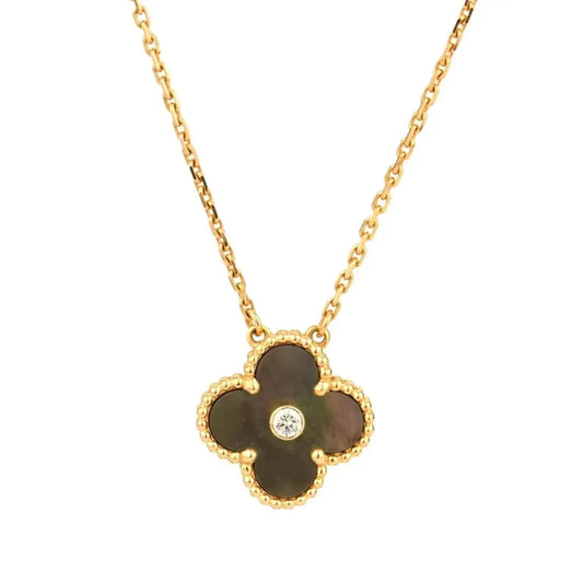 [Windsor Jewelry]CLOVER 15MM DIAMOND AND MOTHER-OF-GREY NECKLACE
