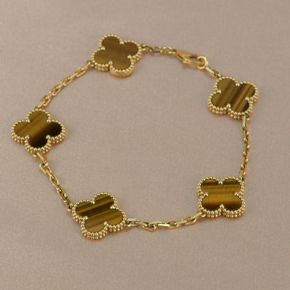 [Windsor Jewelry]CLOVER  5 MOTIFS TIGER EYE BRACELET