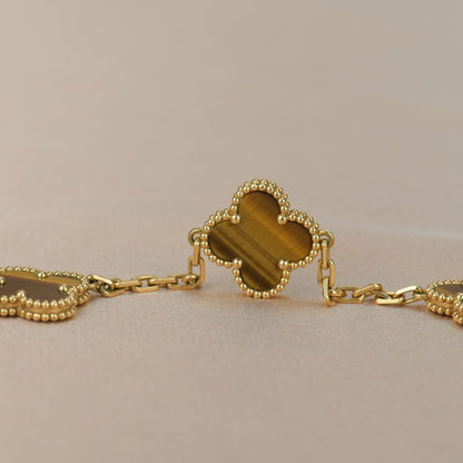 [Windsor Jewelry]CLOVER  5 MOTIFS TIGER EYE BRACELET
