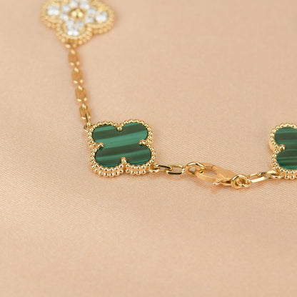 [Windsor Jewelry]CLOVER  5 MOTIF MALACHITE DIAMOND BRACELET