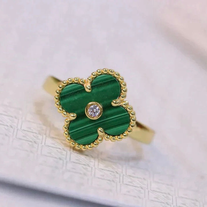 [Windsor Jewelry]CLOVER MALACHITE RING GOLD DIAMOND