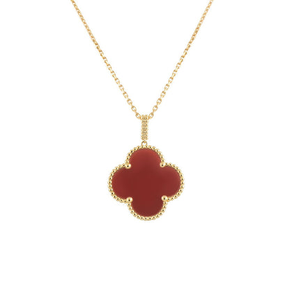 [Windsor Jewelry]CLOVER 25MM NECKLACE GOLD CARNELIAN
