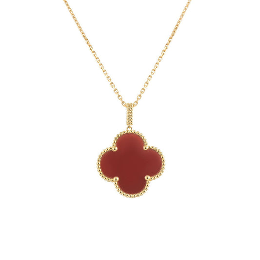 [Windsor Jewelry]CLOVER 25MM NECKLACE GOLD CARNELIAN