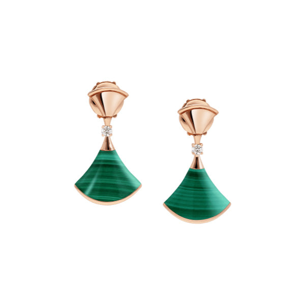 [Windsor Jewelry]DREAM MALACHITE PINK GOLD EARRINGS