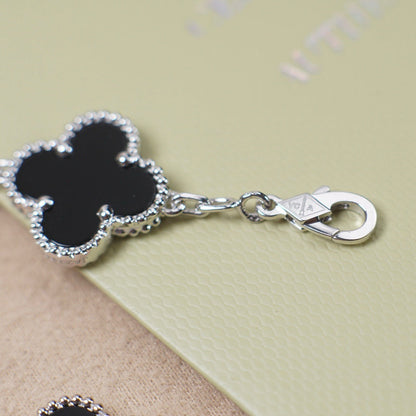[Windsor Jewelry]CLOVER 5 MOTIF ONYXS  BRACELET SILVER