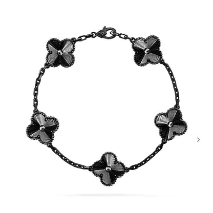 [Windsor Jewelry]CLOVER 5 MOTIF BLACK BRACELET