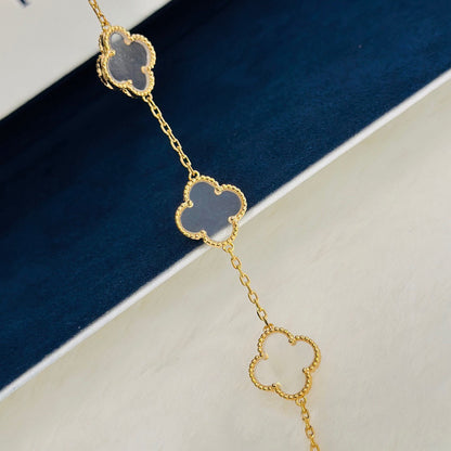 [Windsor Jewelry]CLOVER 5 MOTIF ROCK CRYSTAL PINK GOLD BRACELET