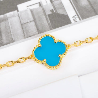 [Windsor Jewelry]CLOVER 5 MOTIFS TURQUOISE BRACELET