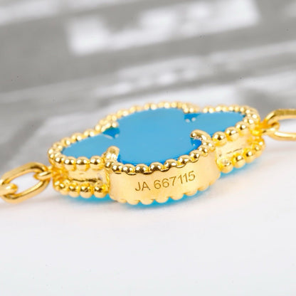 [Windsor Jewelry]CLOVER 5 MOTIFS TURQUOISE BRACELET