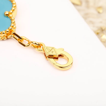 [Windsor Jewelry]CLOVER 5 MOTIF TURQUOISE DIAMOND GOLD BRACELET
