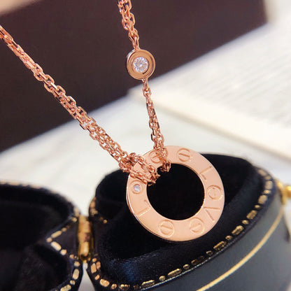 [Windsor Jewelry]LOVE NECKLACE 16MM 2 DIAMONDS