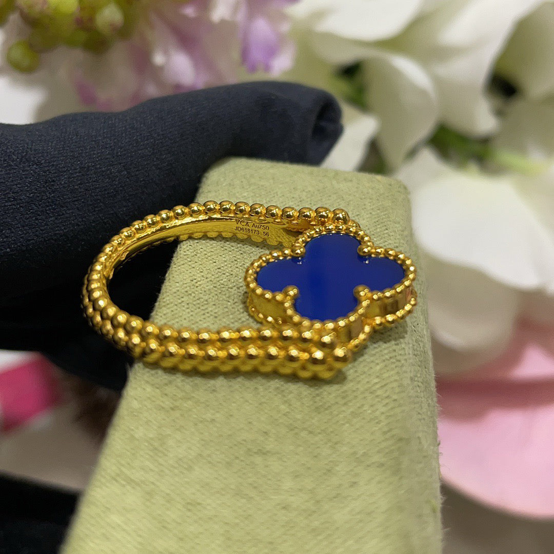 [Windsor Jewelry]CLOVER RIVERSIBLE BLUE AGATE RING