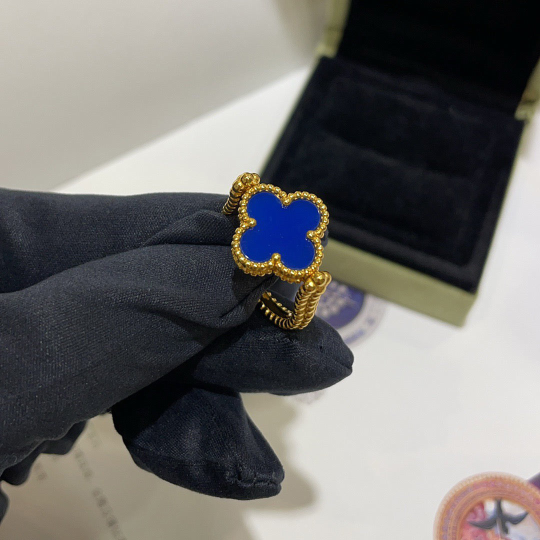 [Windsor Jewelry]CLOVER RIVERSIBLE BLUE AGATE RING