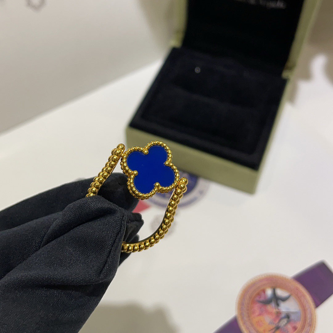[Windsor Jewelry]CLOVER RIVERSIBLE BLUE AGATE RING