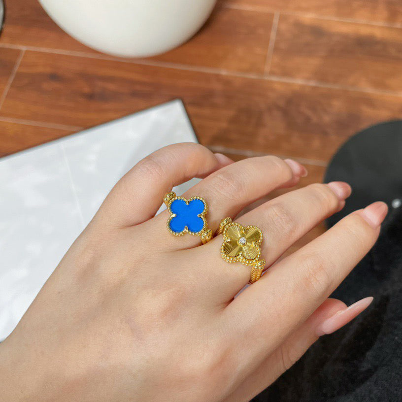 [Windsor Jewelry]CLOVER RIVERSIBLE BLUE AGATE RING