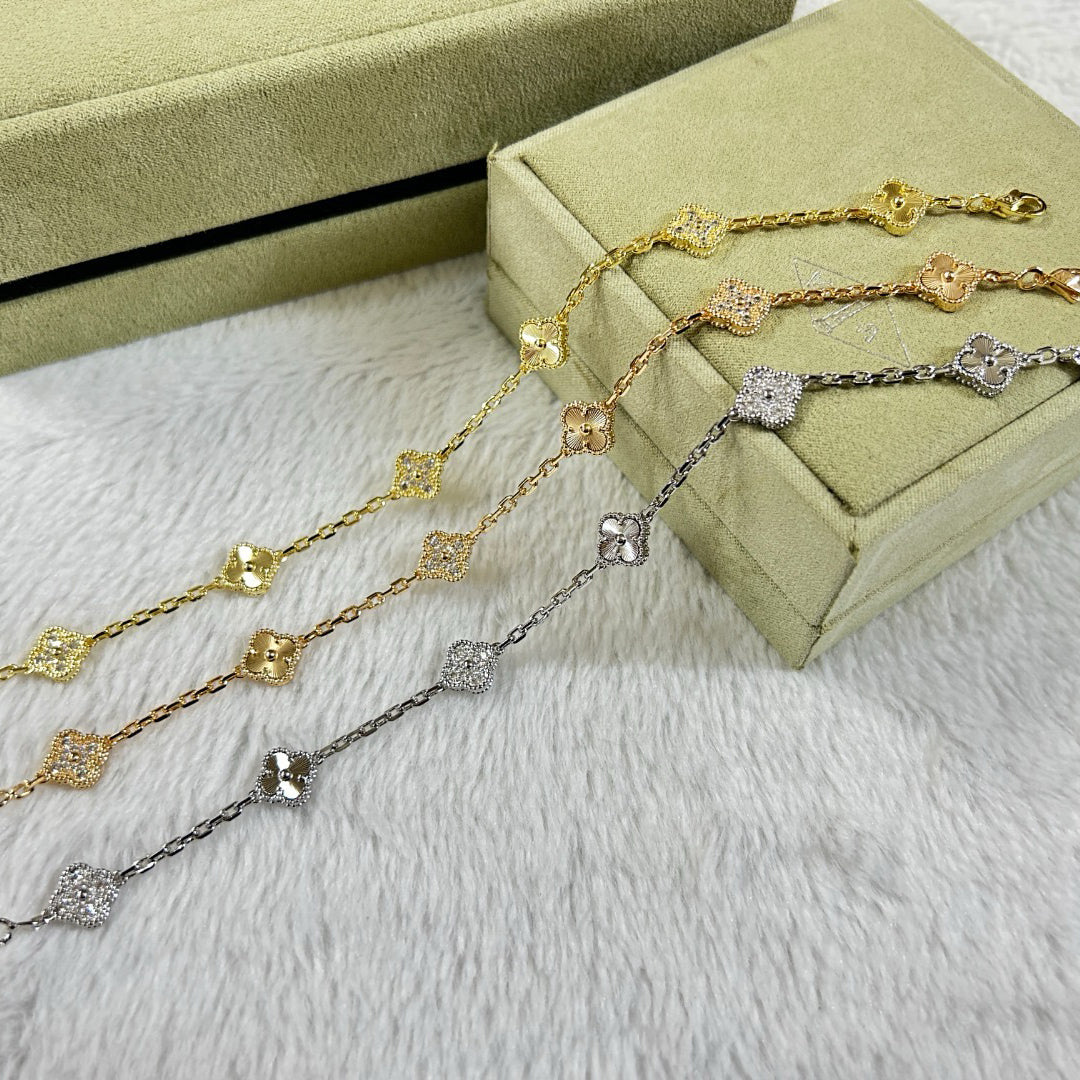 [Windsor Jewelry]CLOVER 6 MOTIF DIAMOND LASER BRACELET