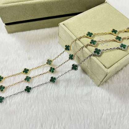[Windsor Jewelry]CLOVER 6 MOTIF MALACHITE BRACELET