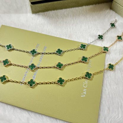 [Windsor Jewelry]CLOVER 6 MOTIF MALACHITE BRACELET