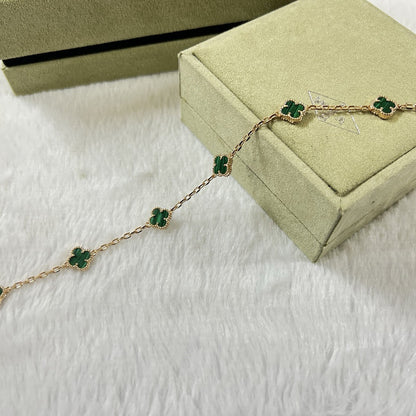 [Windsor Jewelry]CLOVER 6 MOTIF MALACHITE BRACELET