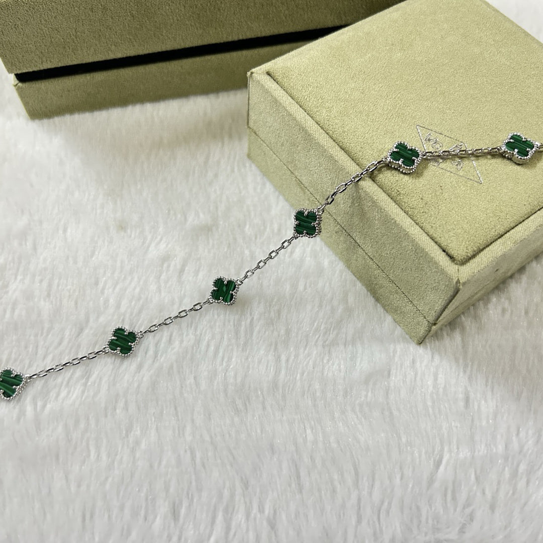 [Windsor Jewelry]CLOVER 6 MOTIF MALACHITE BRACELET