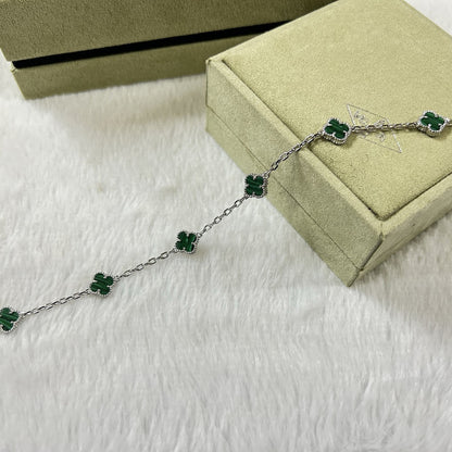 [Windsor Jewelry]CLOVER 6 MOTIF MALACHITE BRACELET