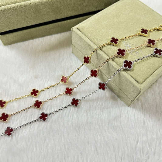 [Windsor Jewelry]CLOVER 6 MOTIF RED AGATE BRACELET