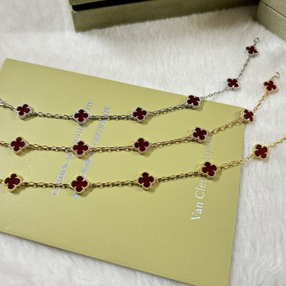 [Windsor Jewelry]CLOVER 6 MOTIF RED AGATE BRACELET