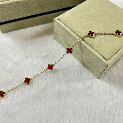 [Windsor Jewelry]CLOVER 6 MOTIF RED AGATE BRACELET