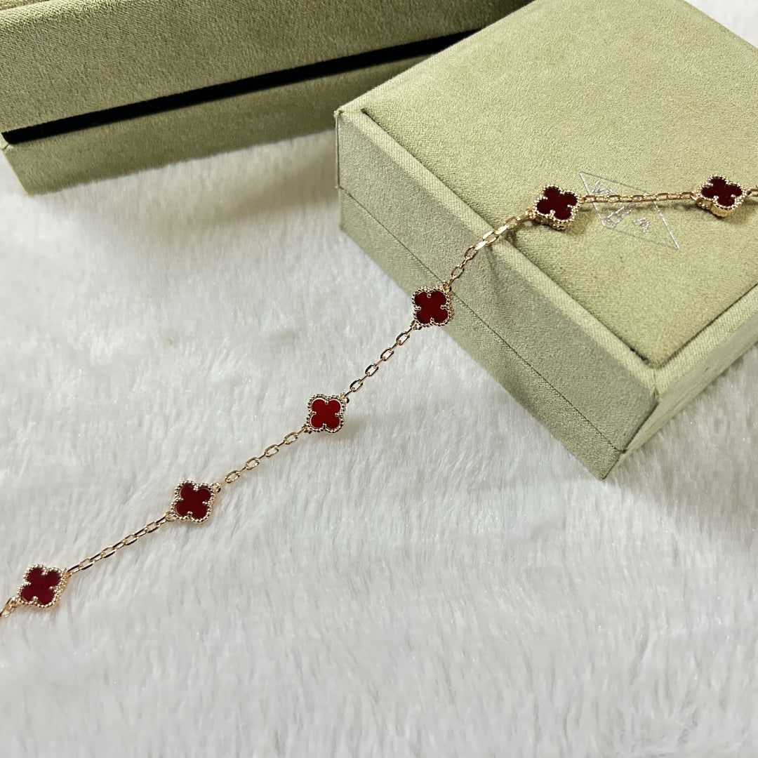 [Windsor Jewelry]CLOVER 6 MOTIF RED AGATE BRACELET