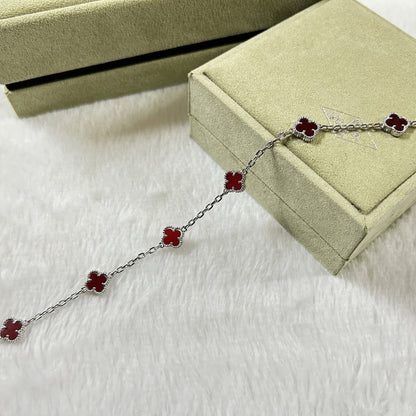 [Windsor Jewelry]CLOVER 6 MOTIF RED AGATE BRACELET