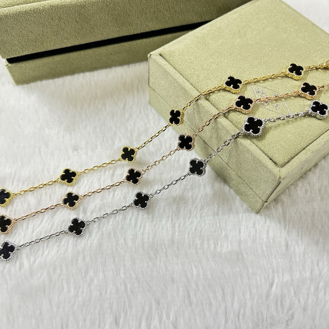 [Windsor Jewelry]CLOVER 6 MOTIF  ONYXS BRACELET