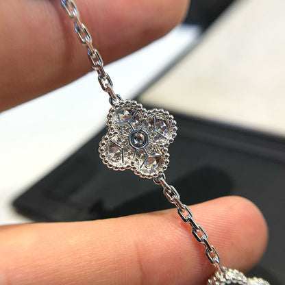 [Windsor Jewelry]CLOVER 5 MOTIF ONYXS DIAMOND BRACELET SILVER