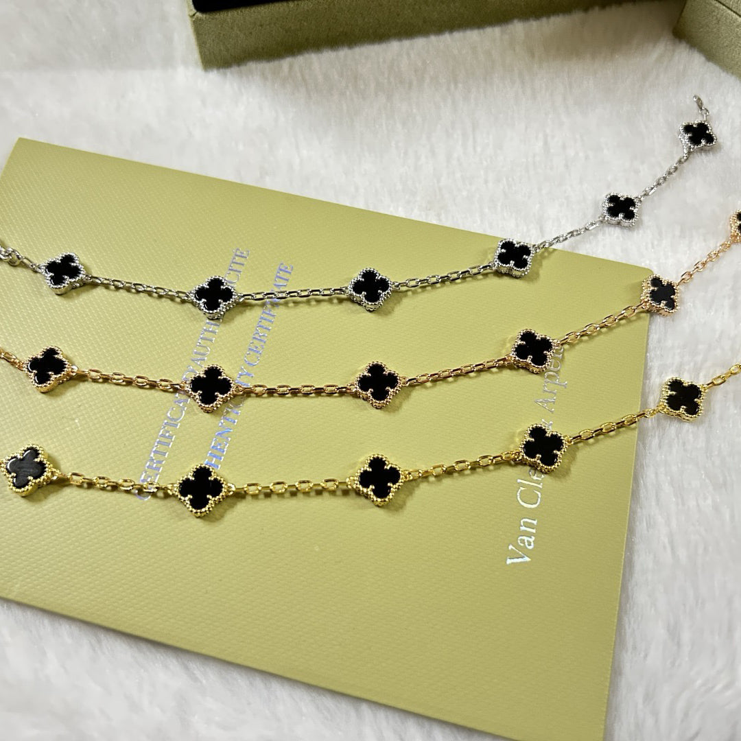 [Windsor Jewelry]CLOVER 6 MOTIF  ONYXS BRACELET