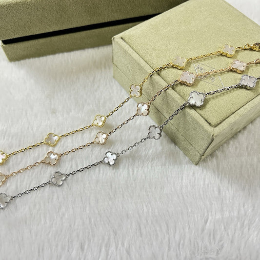 [Windsor Jewelry]CLOVER 6 MOTIF WHITE MOP BRACELET