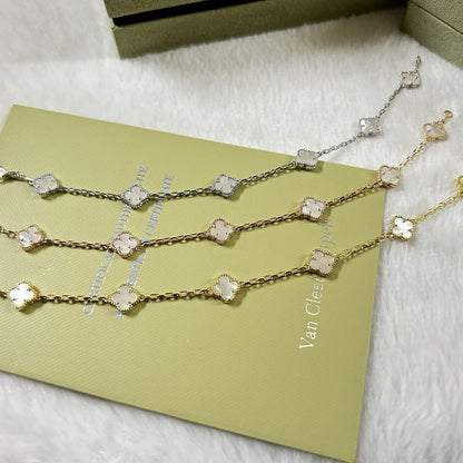 [Windsor Jewelry]CLOVER 6 MOTIF WHITE MOP BRACELET