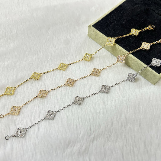 [Windsor Jewelry]CLOVER 6 MOTIF DIAMOND BRACELET