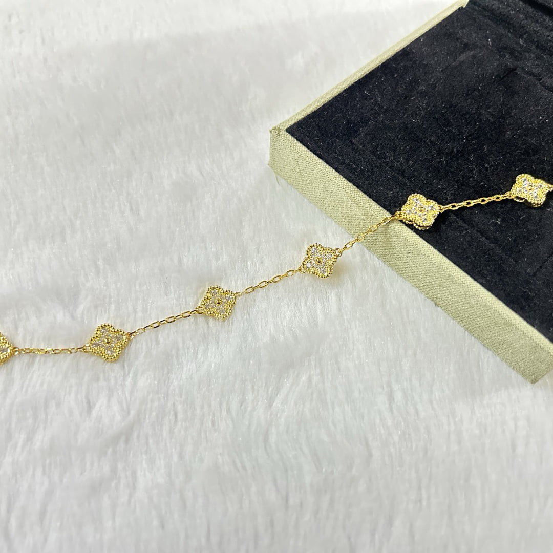 [Windsor Jewelry]CLOVER 6 MOTIF DIAMOND BRACELET