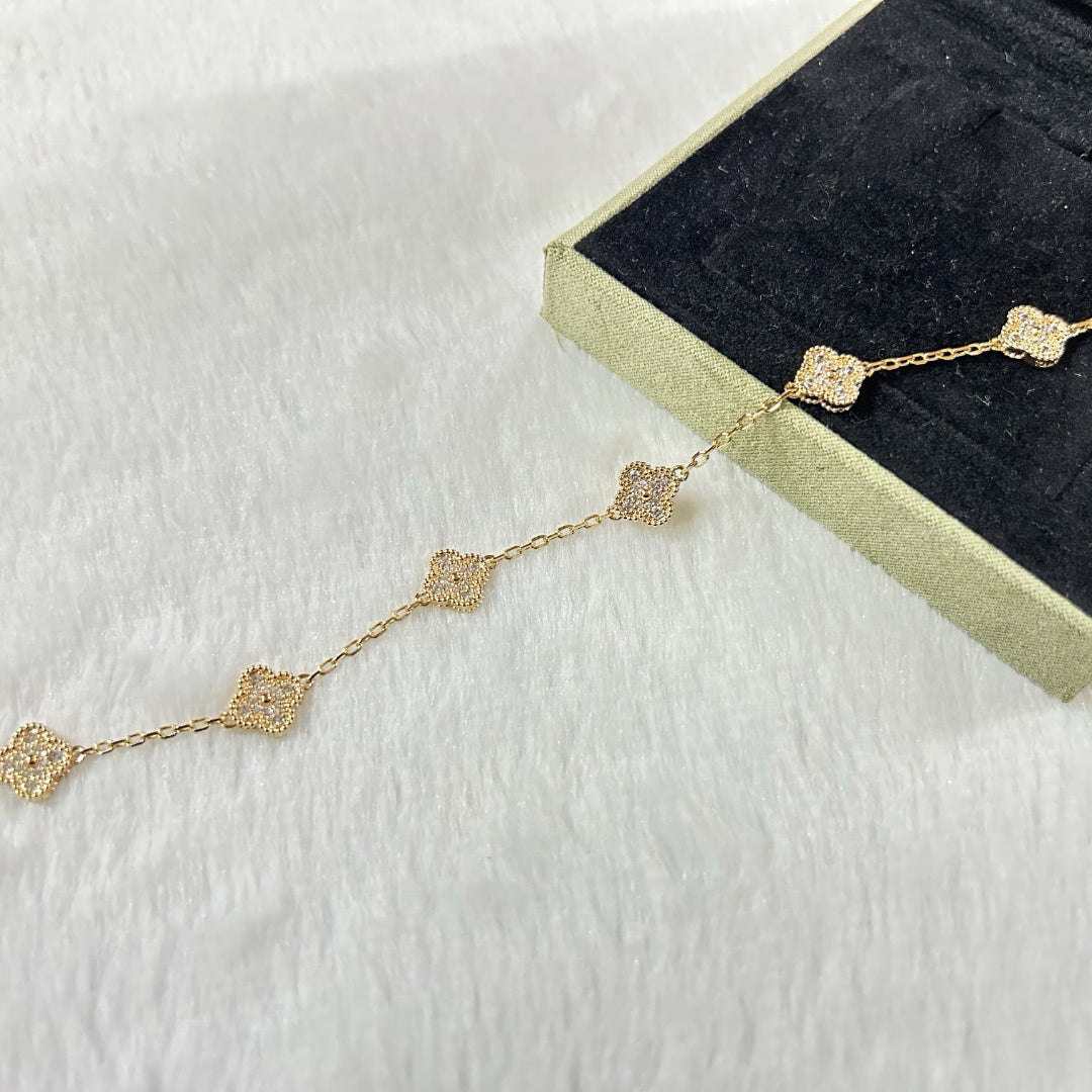 [Windsor Jewelry]CLOVER 6 MOTIF DIAMOND BRACELET