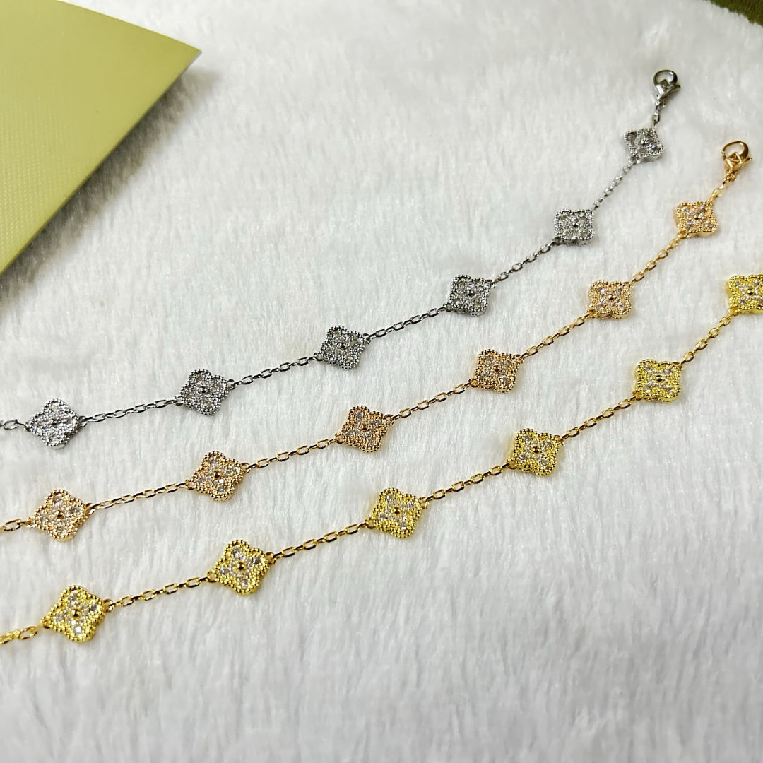[Windsor Jewelry]CLOVER 6 MOTIF DIAMOND BRACELET
