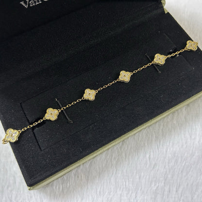 [Windsor Jewelry]CLOVER 6 MOTIF DIAMOND BRACELET