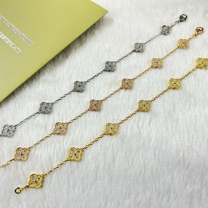 [Windsor Jewelry]CLOVER 6 MOTIF DIAMOND BRACELET