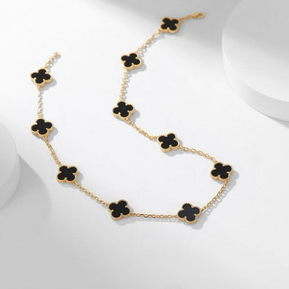 [Windsor Jewelry]CLOVERS THE 10-MOTIFS ONYX NECKLACE