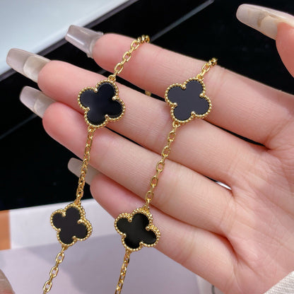 [Windsor Jewelry]CLOVERS THE 10-MOTIFS ONYX NECKLACE