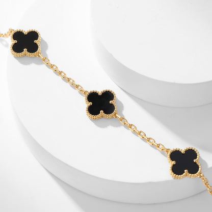 [Windsor Jewelry]CLOVERS THE 10-MOTIFS ONYX NECKLACE