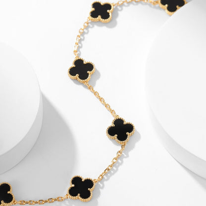 [Windsor Jewelry]CLOVERS THE 10-MOTIFS ONYX NECKLACE