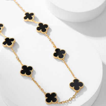 [Windsor Jewelry]CLOVERS THE 10-MOTIFS ONYX NECKLACE