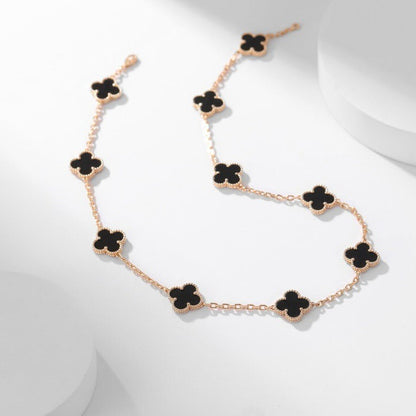 [Windsor Jewelry]CLOVERS THE 10-MOTIFS ONYX NECKLACE
