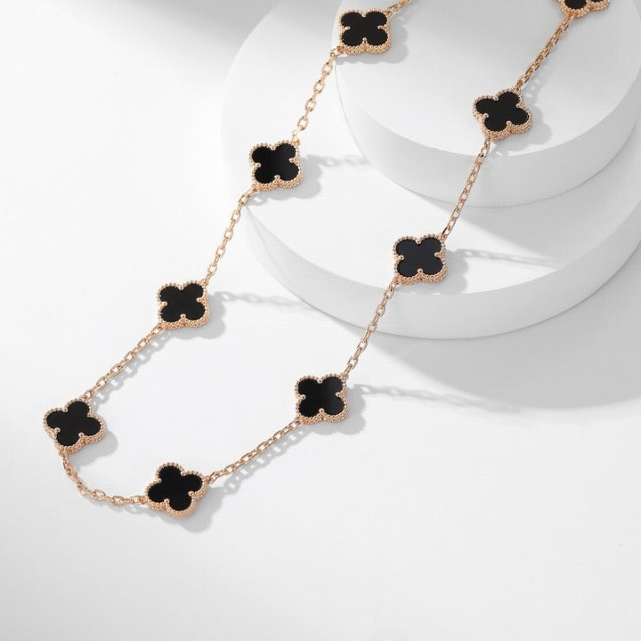 [Windsor Jewelry]CLOVERS THE 10-MOTIFS ONYX NECKLACE