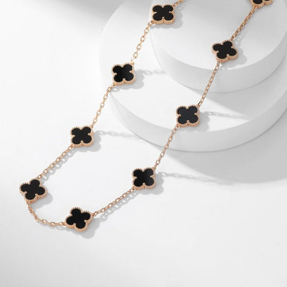 [Windsor Jewelry]CLOVERS THE 10-MOTIFS ONYX NECKLACE